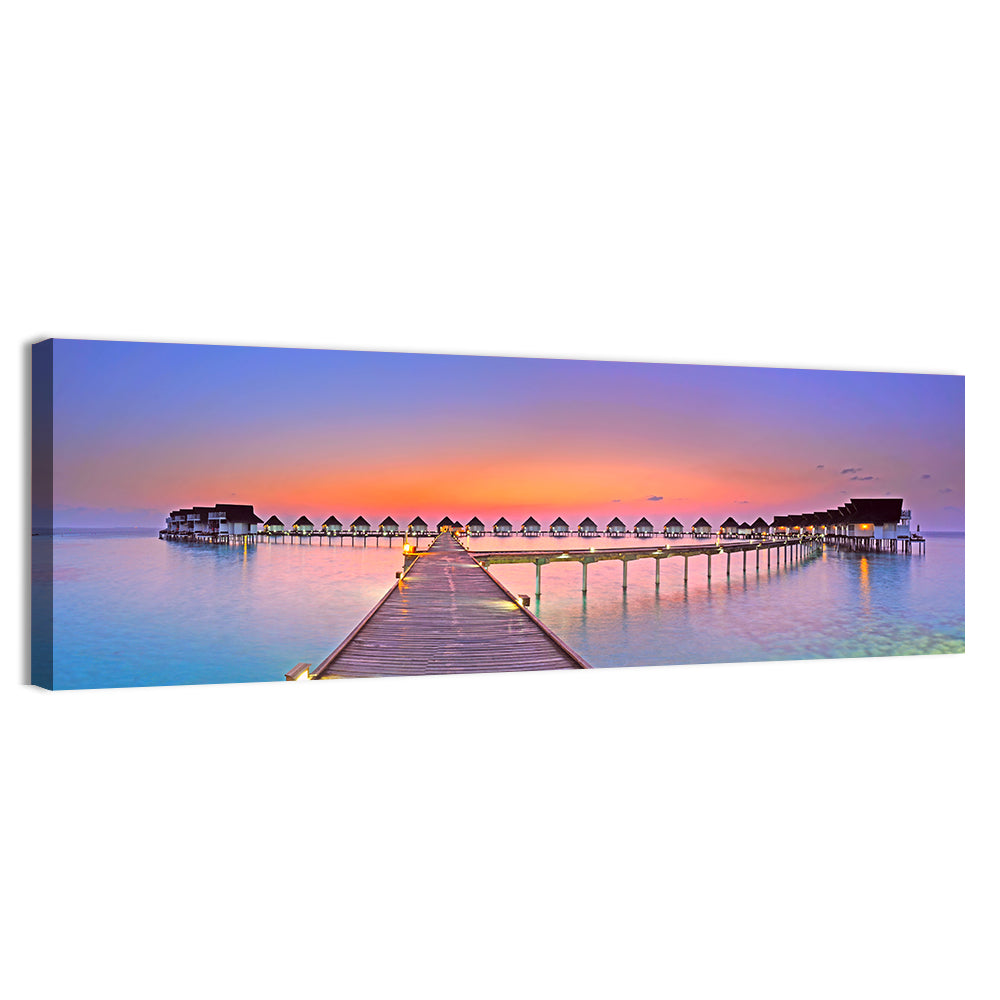 Maldives Boardwalk at Sunset Wall Art