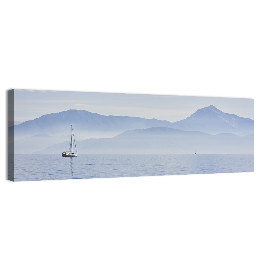 Sailboat and Misty Mountains Wall Art