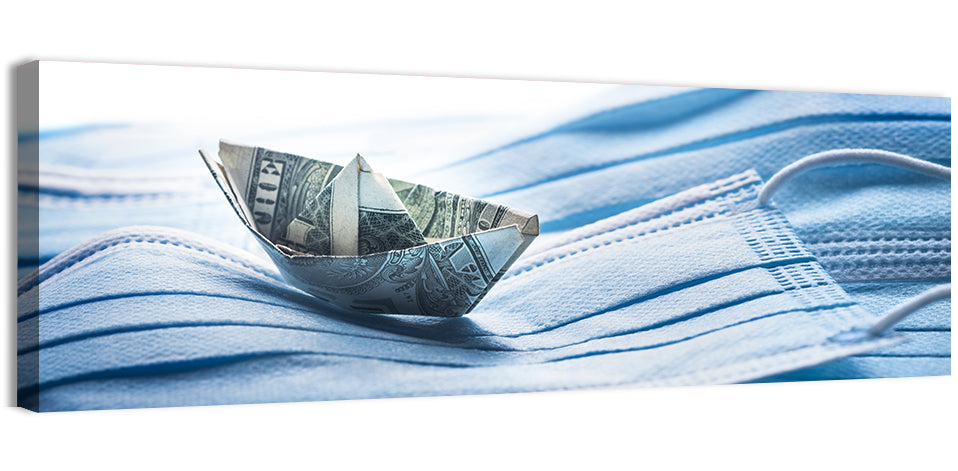 Dollar Boat on Surgical Masks Wall Art