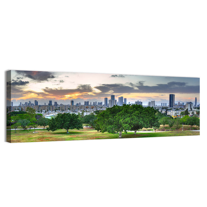 Tel Aviv Skyline at Dusk Wall Art as a canvas print