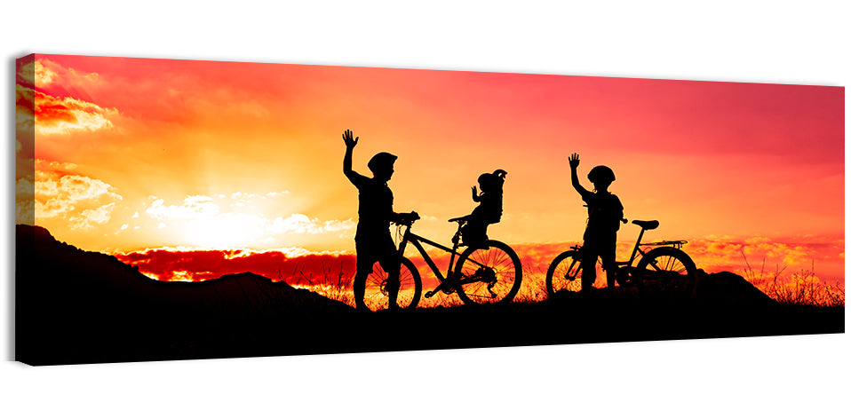 Family Ride at Sunset Wall Art