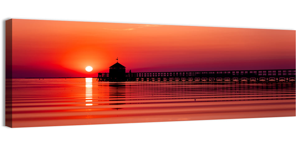 Pier On A Beach Sunset Wall Art