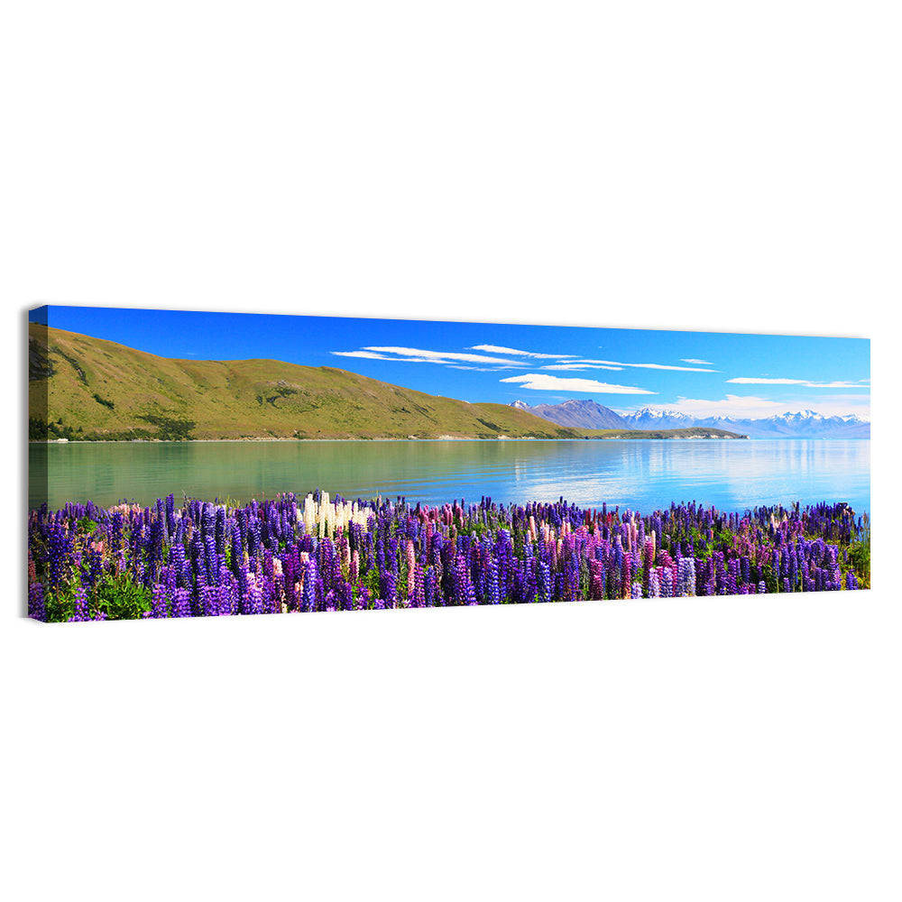Lake Tekapo Lupine Fields Wall Art, canvas print, panoramic