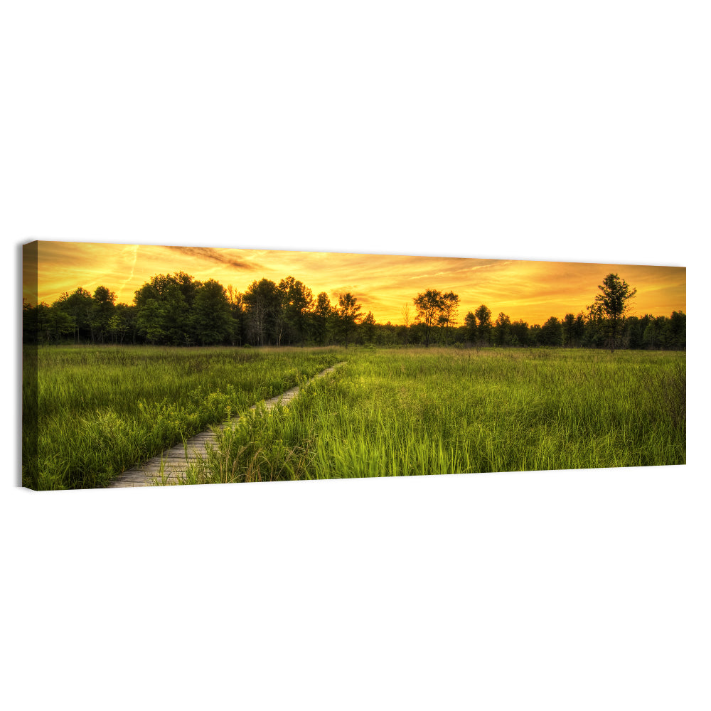 Irwin Prairie Boardwalk Sunset Wall Art, canvas print, panoramic