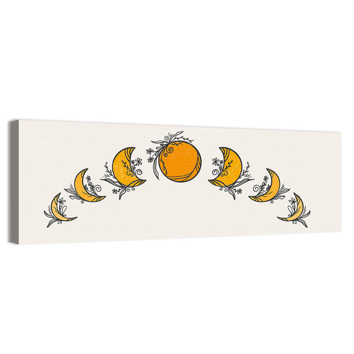 Moon Phases Floral Illustration Wall Art as a canvas print