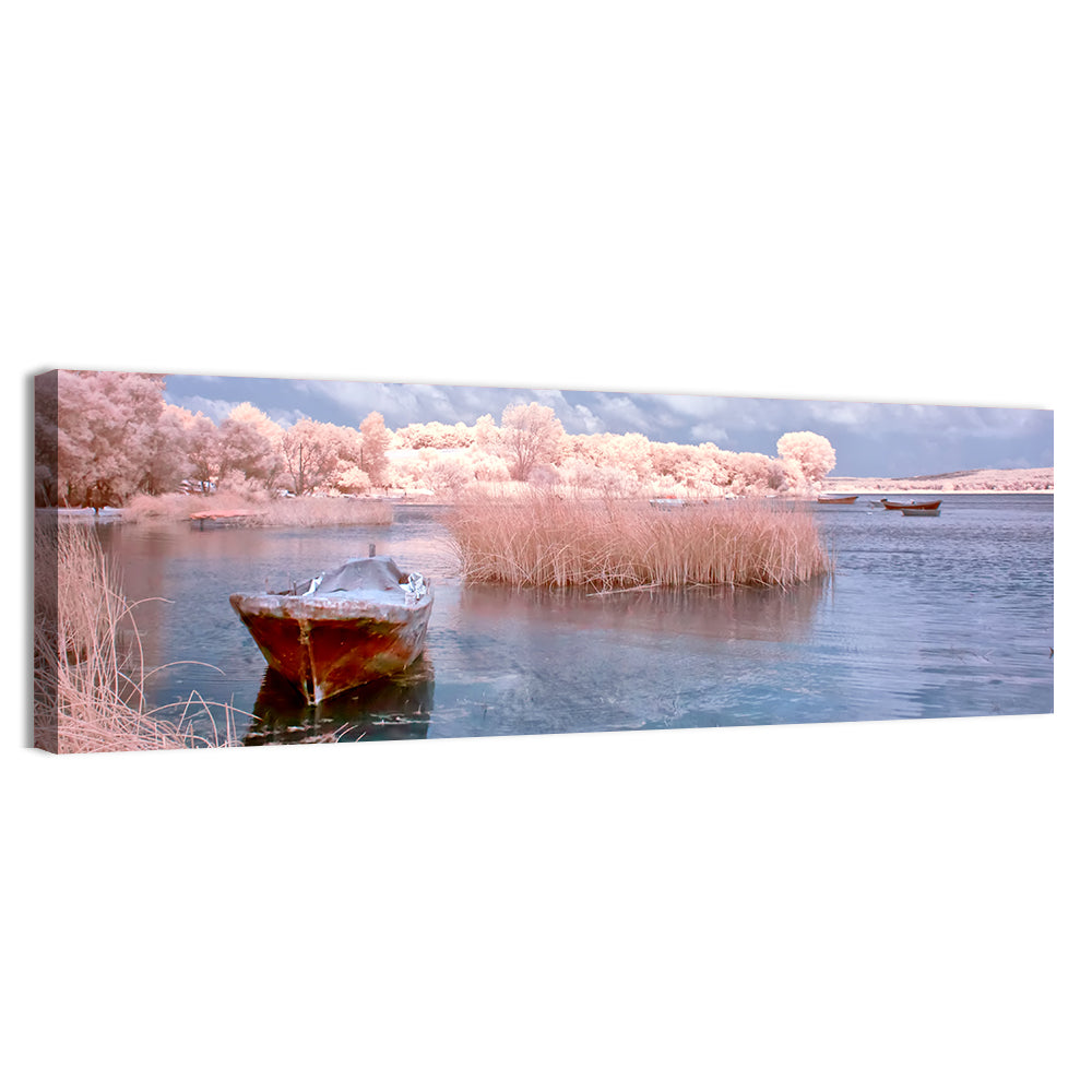 Golyazi Lake Boat Wall Art, canvas print, panoramic