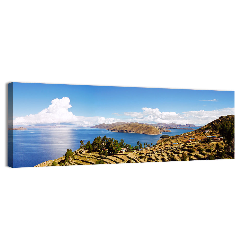 Titicaca Terraced Shoreline Wall Art, canvas print, panoramic