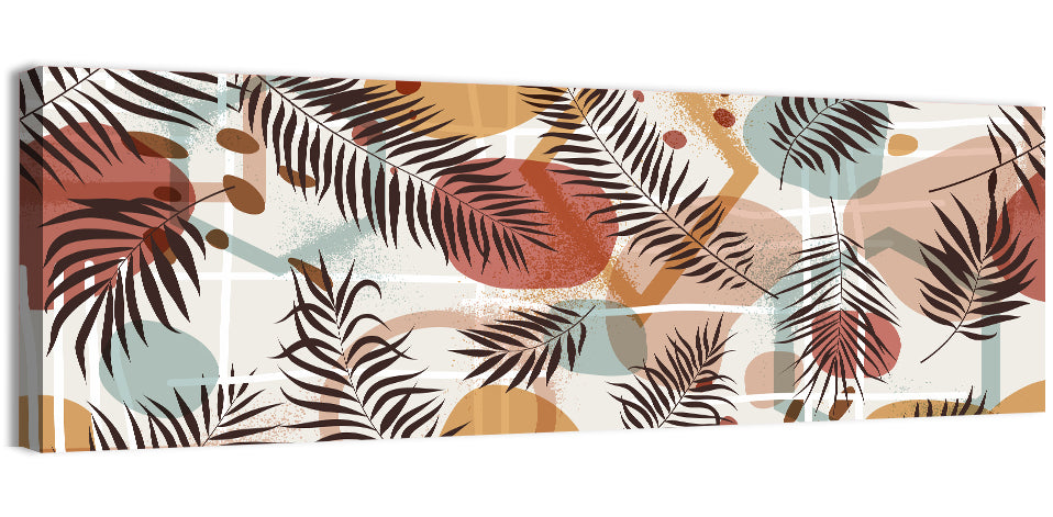 Geometric Tropical Leaves Wall Art, canvas print, panoramic