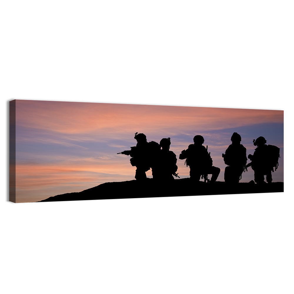 Troops at Sunset Wall Art