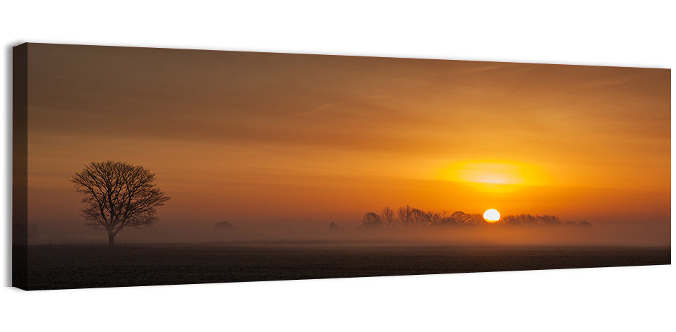 Sunrise Over Foggy Farmland Wall Art