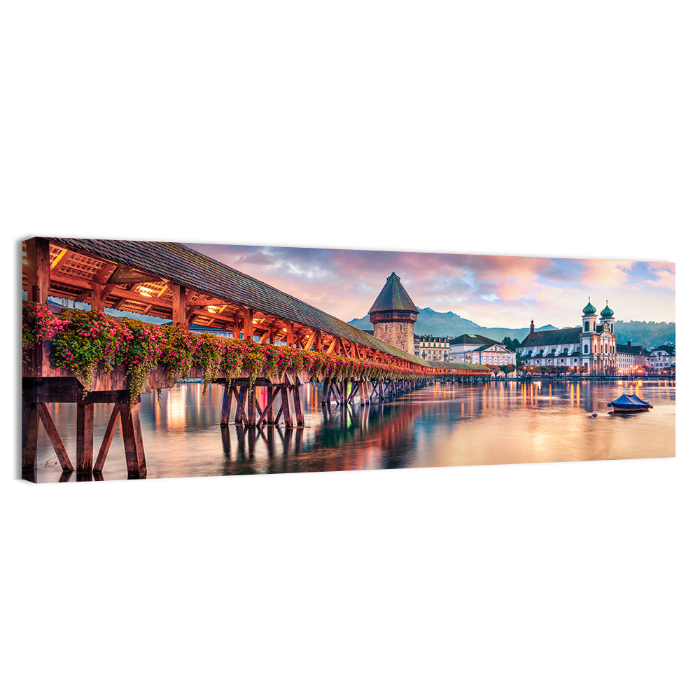 Chapel Bridge, Lucerne Wall Art, canvas print, panoramic