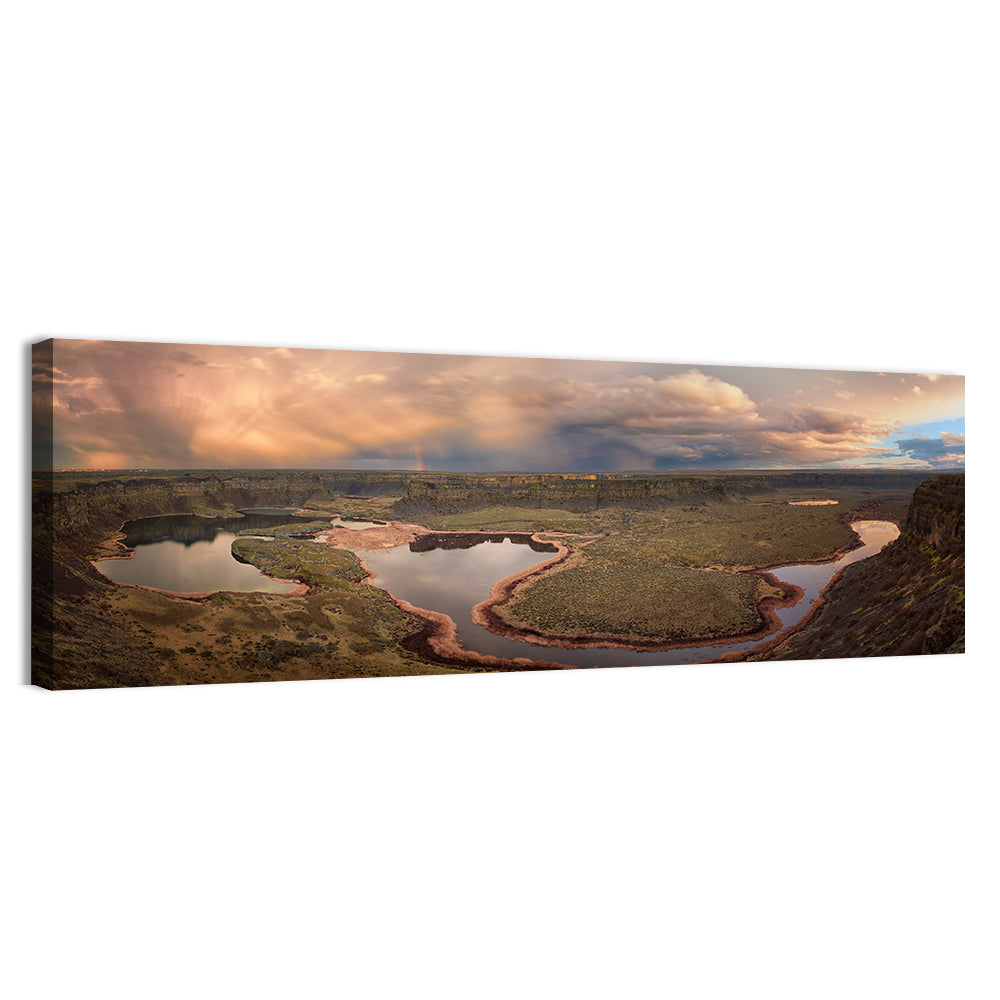Soap Lake Storm Rainbow Wall Art, canvas print, panoramic
