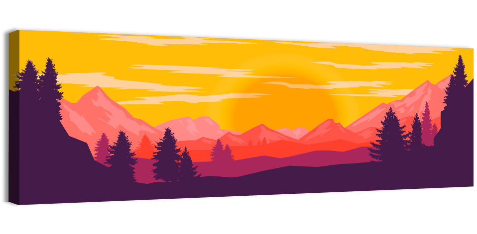 Crimson Peaks at Sunset Wall Art, canvas print, panoramic