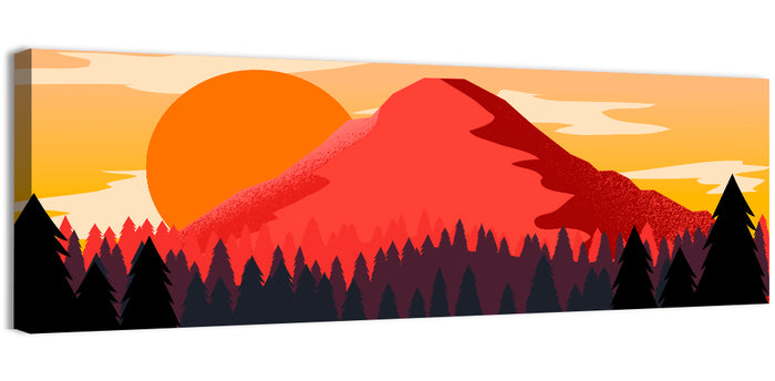 Stippled Red Mountain Sunset Wall Art as a canvas print