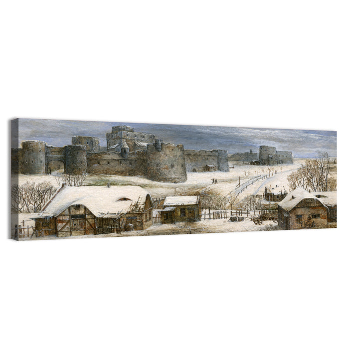Snowbound Medieval Fortress Wall Art as a canvas print
