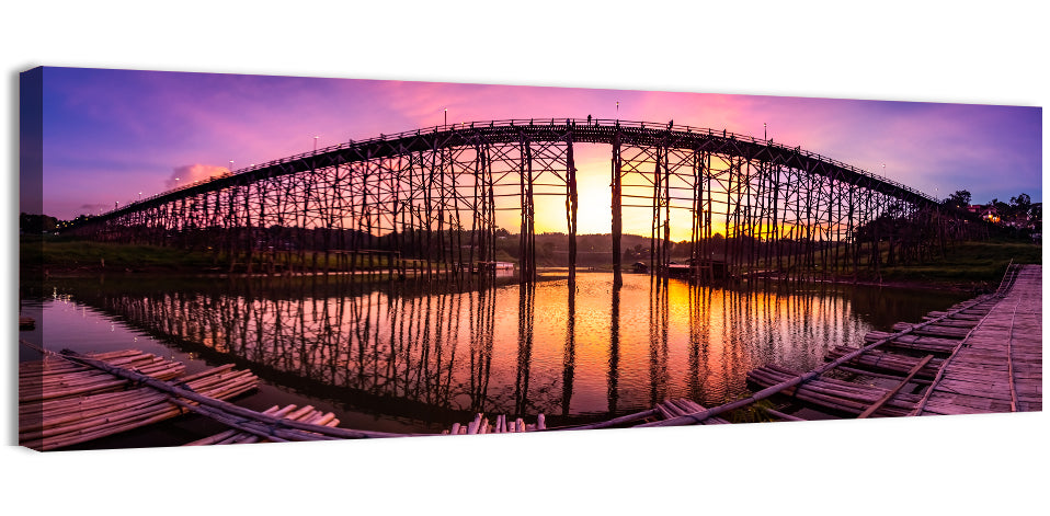 Mon Bridge Sunset, Sangkhlaburi Wall Art, canvas print, panoramic