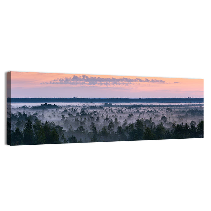 Estonian Misty Pine Landscape Wall Art as a canvas print