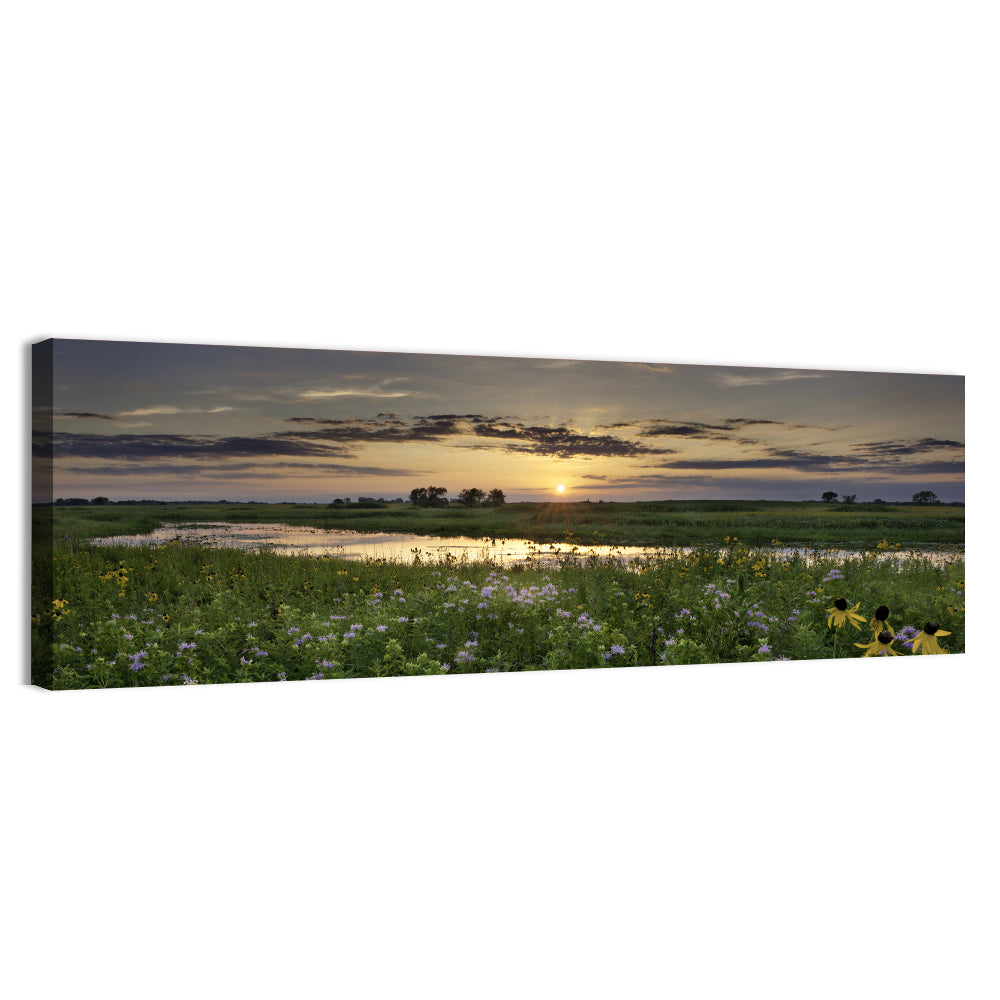 Illinois Fields Sunset Wall Art, canvas print, panoramic