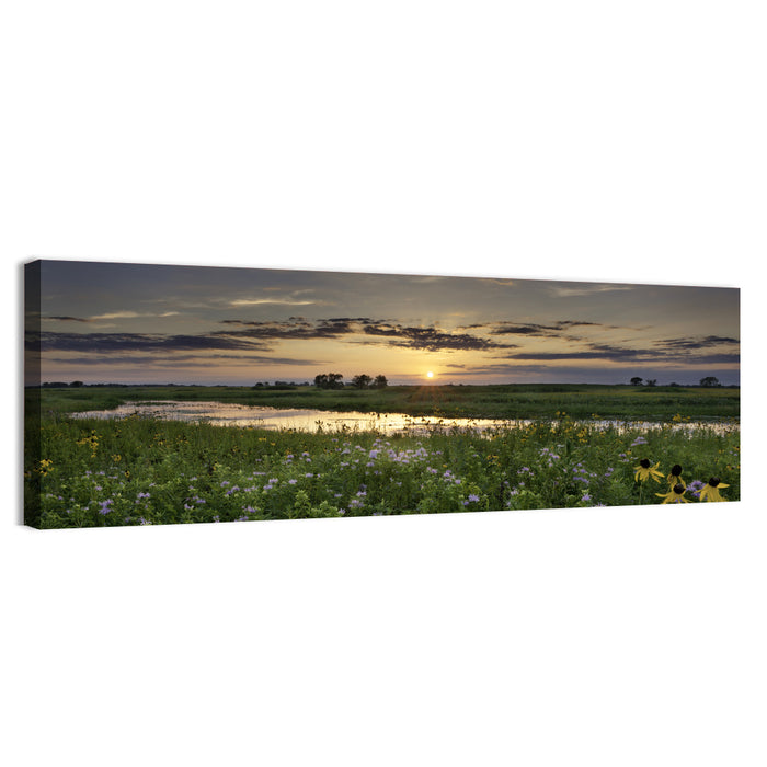 Illinois Fields Sunset Wall Art as a canvas print