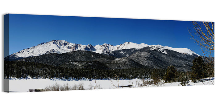 Pikes Peak Winter View Wall Art as a canvas print