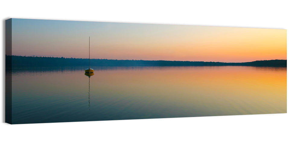 Cyprus Lake Sunset Boat Wall Art
