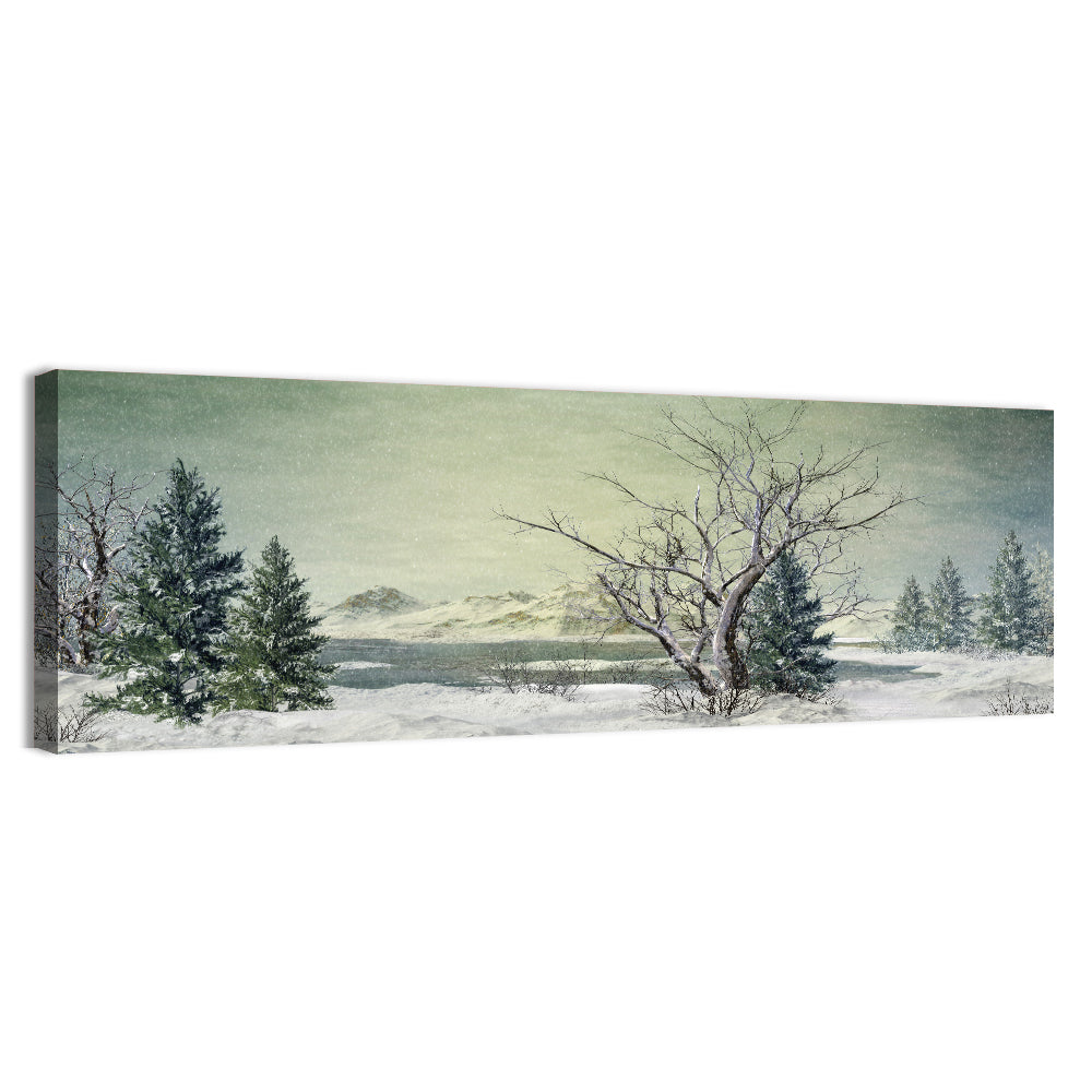 Leafless Tree at Winter Lake Wall Art