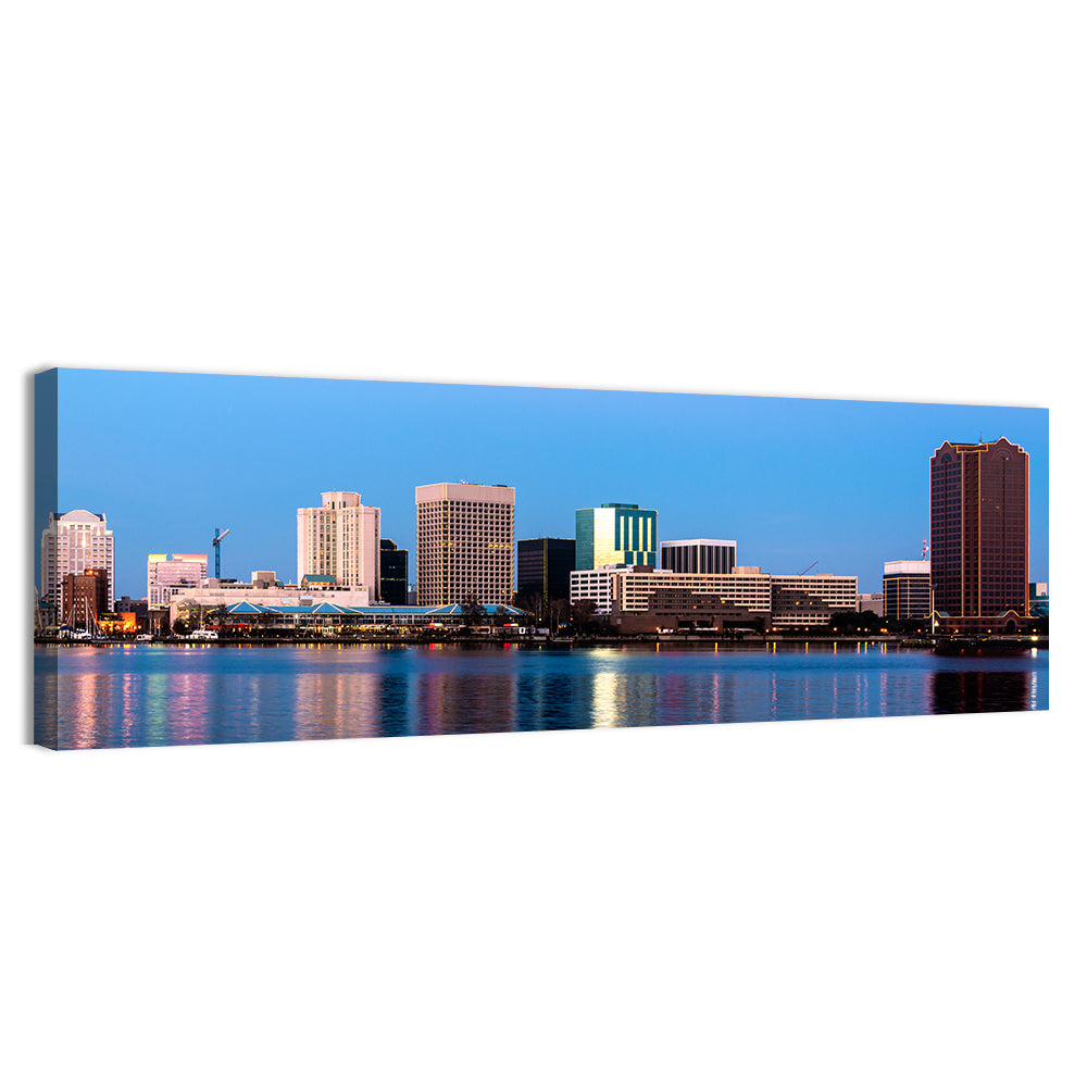 Norfolk Skyline at Twilight Wall Art, canvas print, panoramic