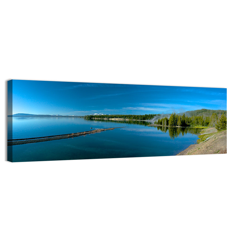 Yellowstone Lake Shore Wall Art, canvas print, panoramic