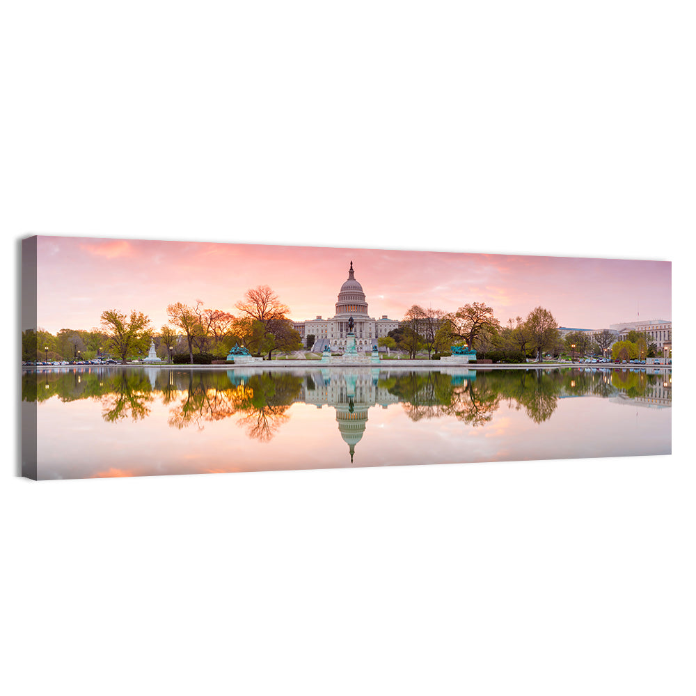 United States Capitol Sunrise Reflection Wall Art