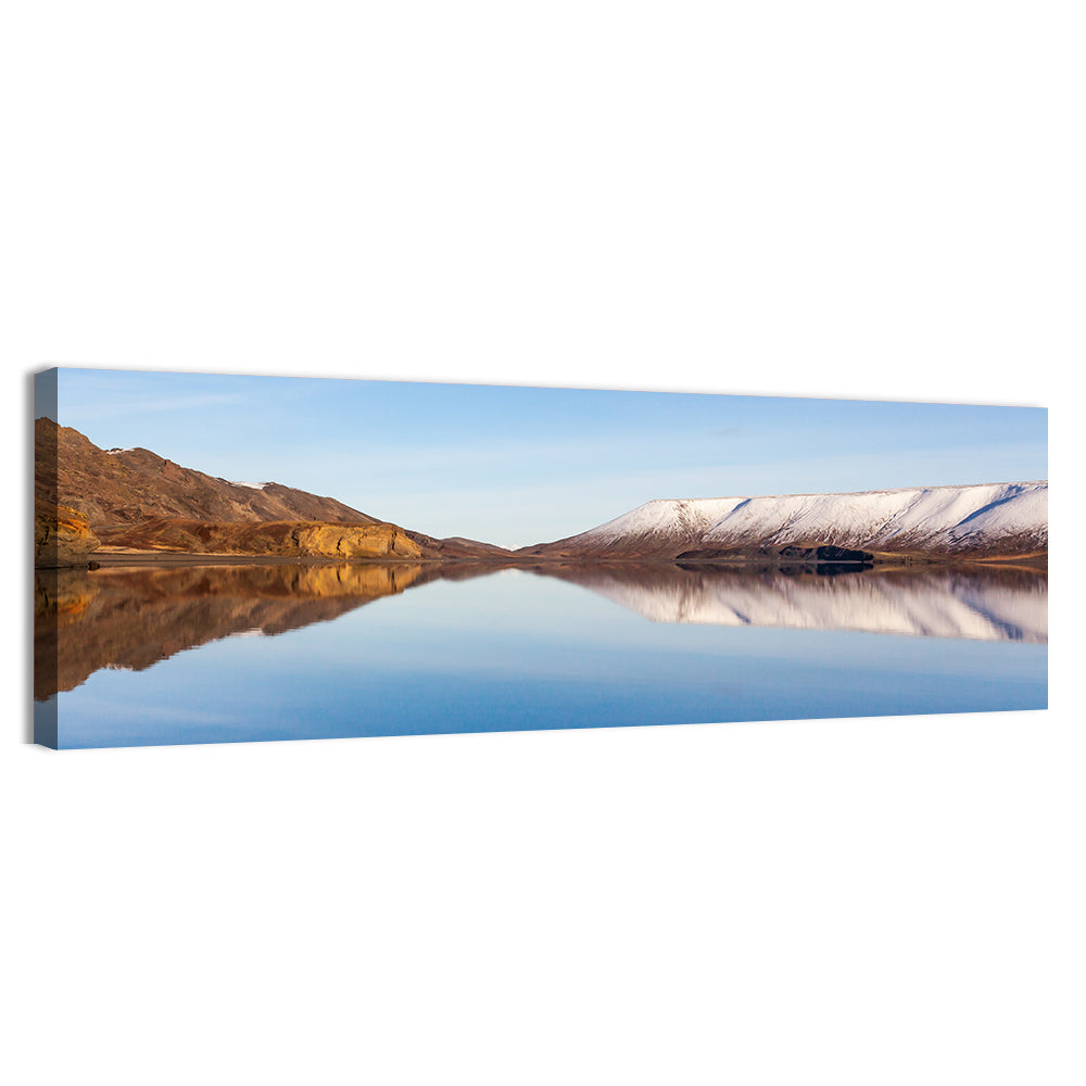 Lake Kleifarvatn Reflection Wall Art, canvas print, panoramic