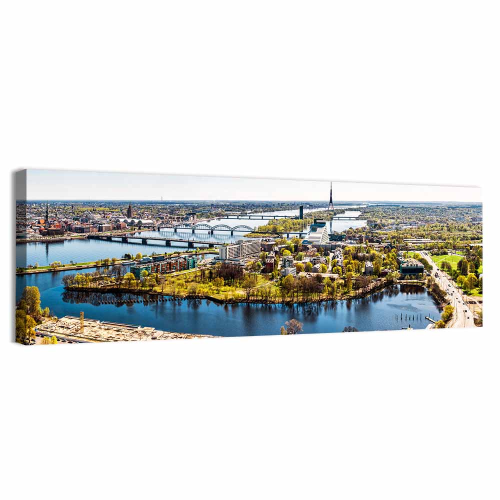 Riga Daugava River View Wall Art, canvas print, panoramic