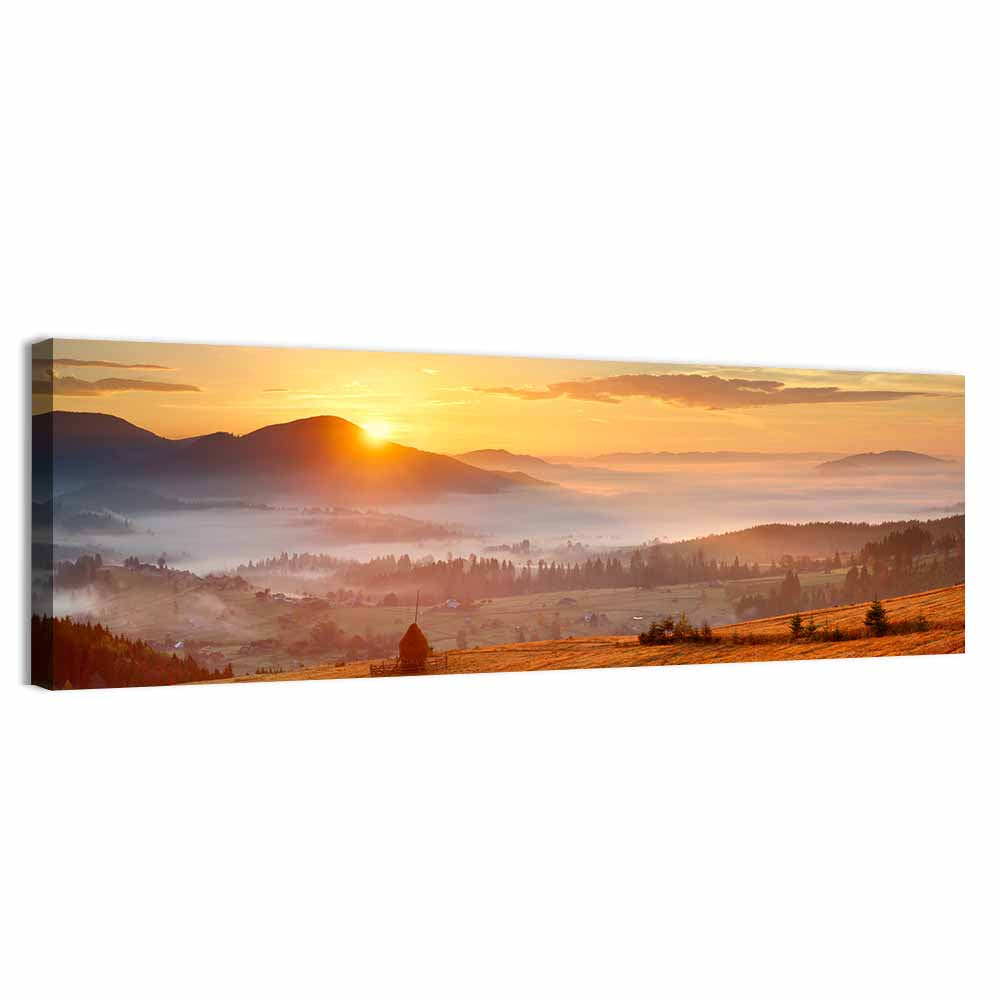 Foggy Mountain Village Wall Art
