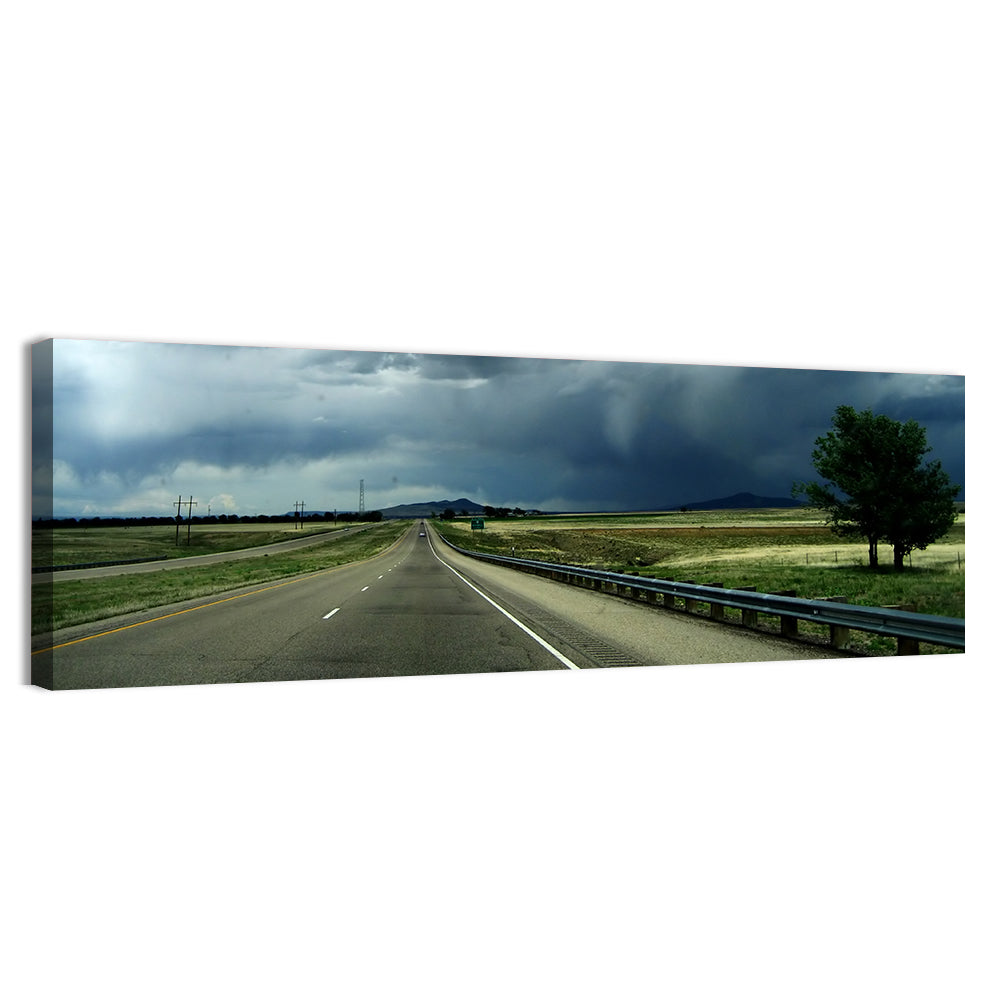 Stormy New Mexico Highway Wall Art, canvas print, panoramic