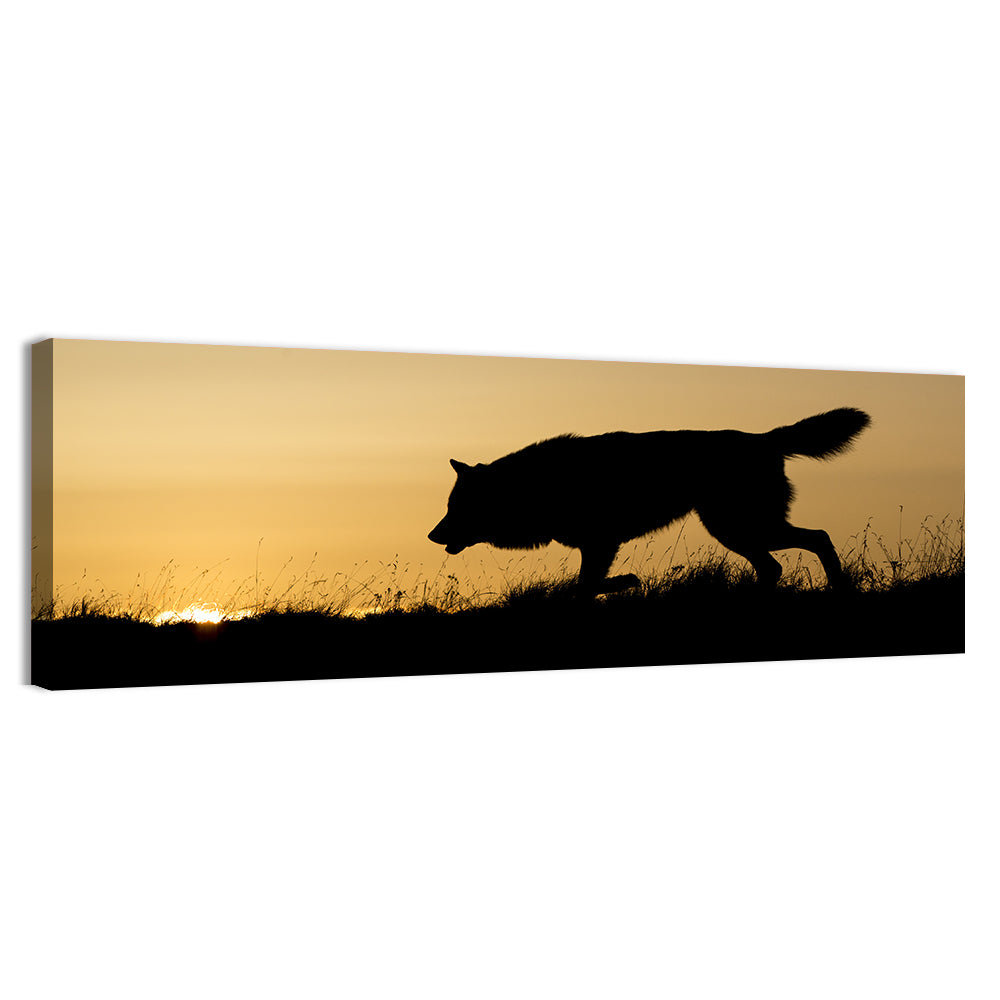 Wolf at Golden Horizon Wall Art
