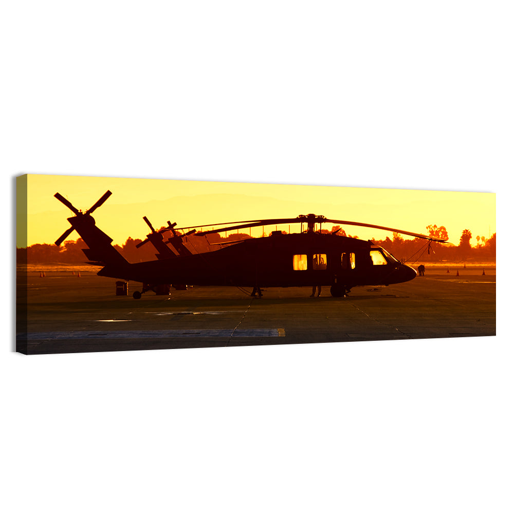 Military Helicopter at Base Wall Art