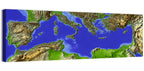 Mediterranean Sea Shaded Relief Map Wall Art