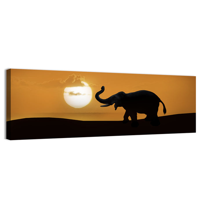 Elephant at Sunset Wall Art as a canvas print