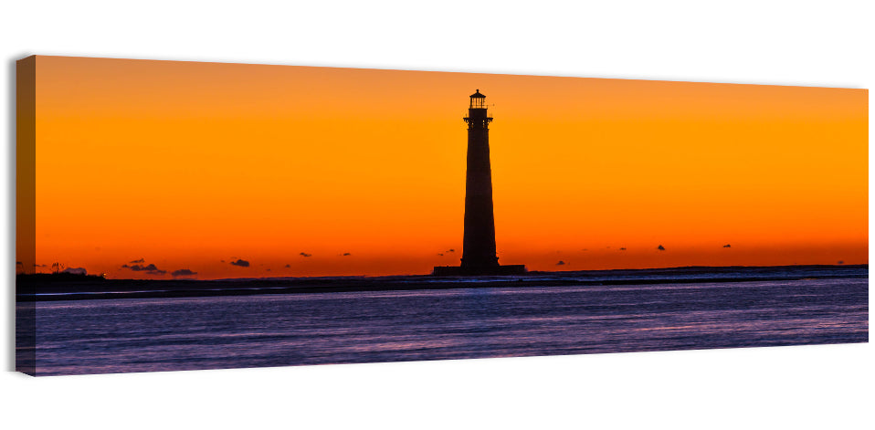 Minimalist Lighthouse Silhouette at Twilight Wall Art