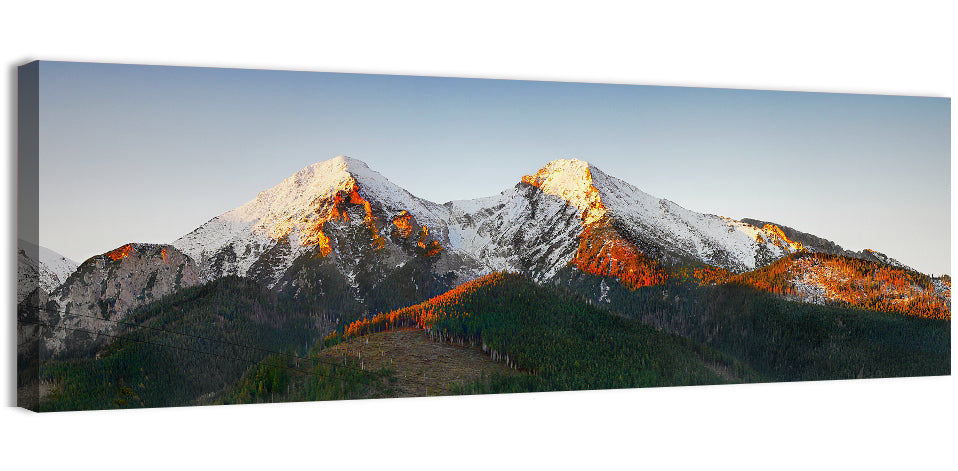 Sunlit Snow Capped Peaks Wall Art