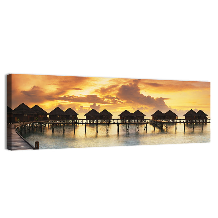 Golden Overwater Villas Wall Art as a canvas print