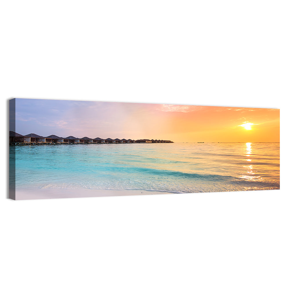 Overwater Bungalows at Sunset Wall Art