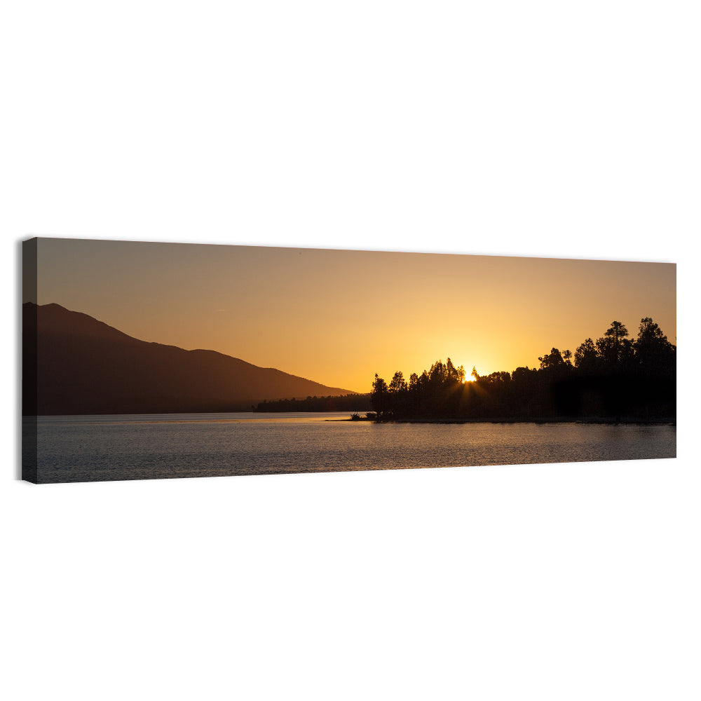 Lake Brunner Golden Sunset Wall Art, canvas print, panoramic