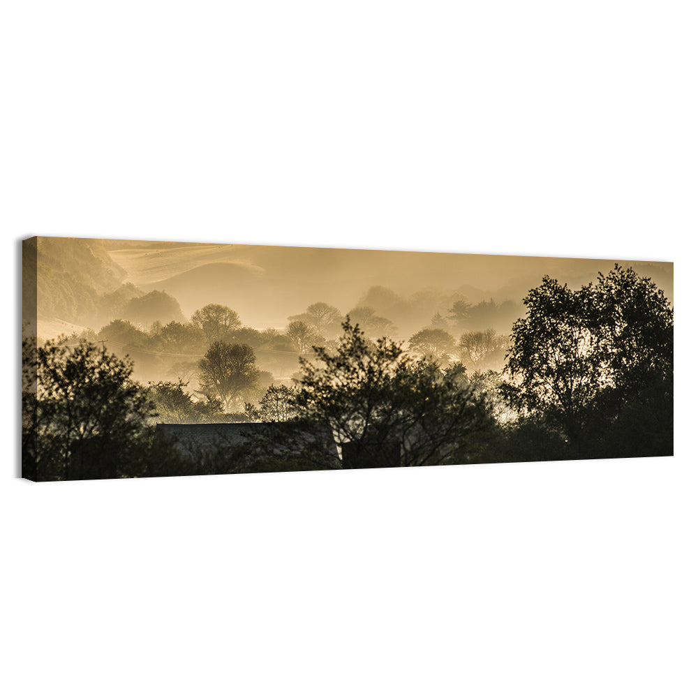 Bronze Morning Mist Over Hills Wall Art
