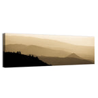 Foggy Mountain Sunset with Evergreen Silhouettes Wall Art