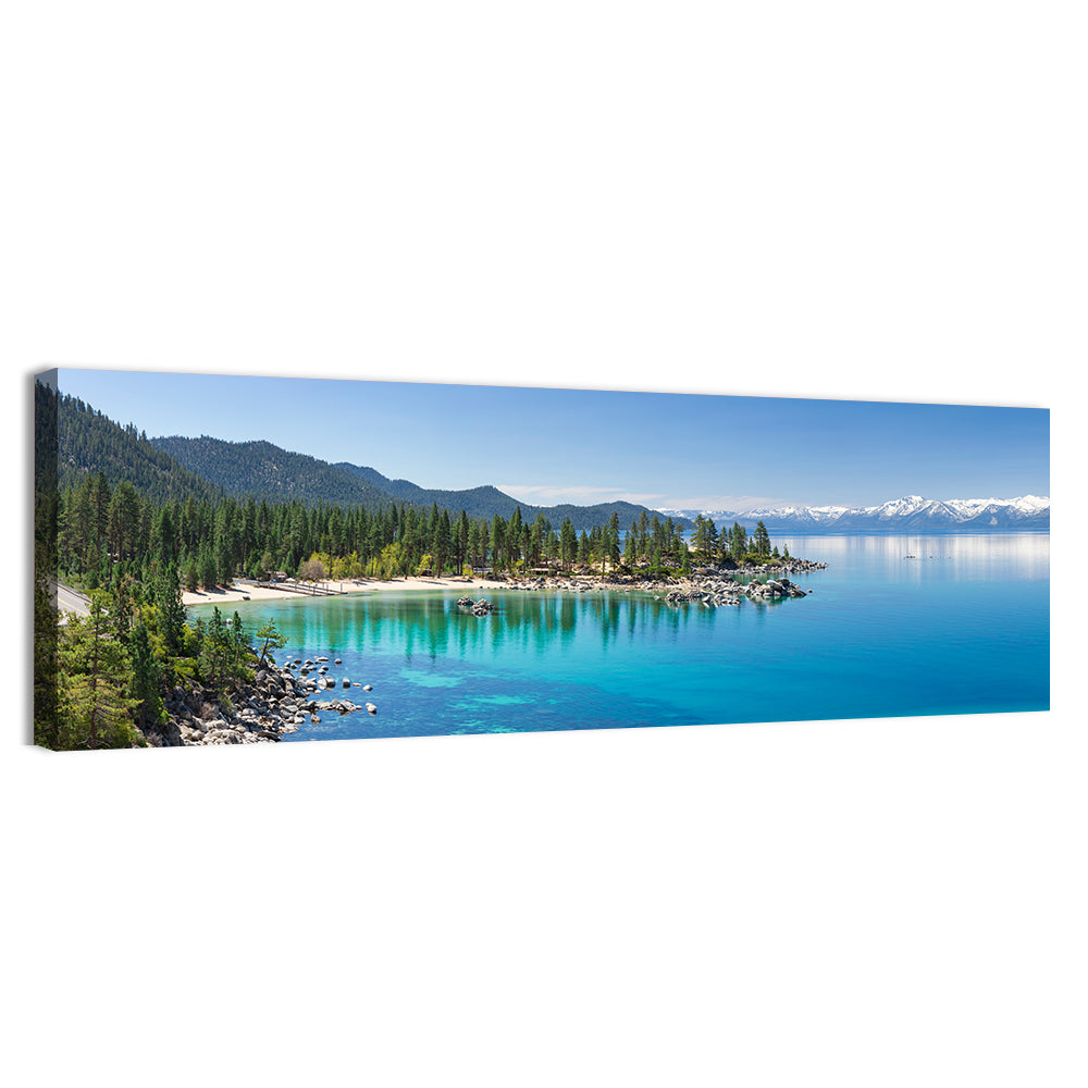 Lake Tahoe Turquoise Shoreline Wall Art, canvas print, panoramic