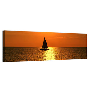 Yacht At Sunset Wall Art