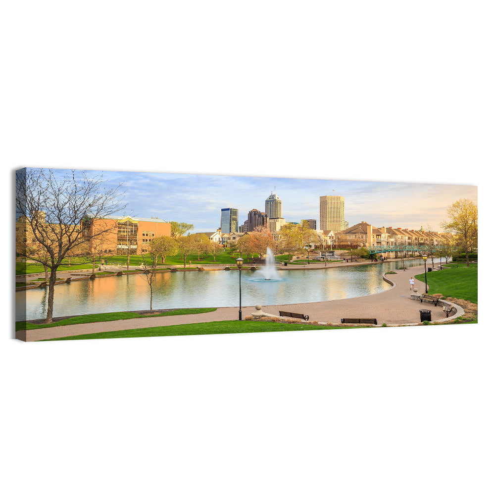 Indianapolis Central Canal Skyline Wall Art, canvas print, panoramic