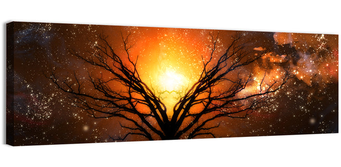 Haunted Tree Under Nebula Wall Art as a canvas print