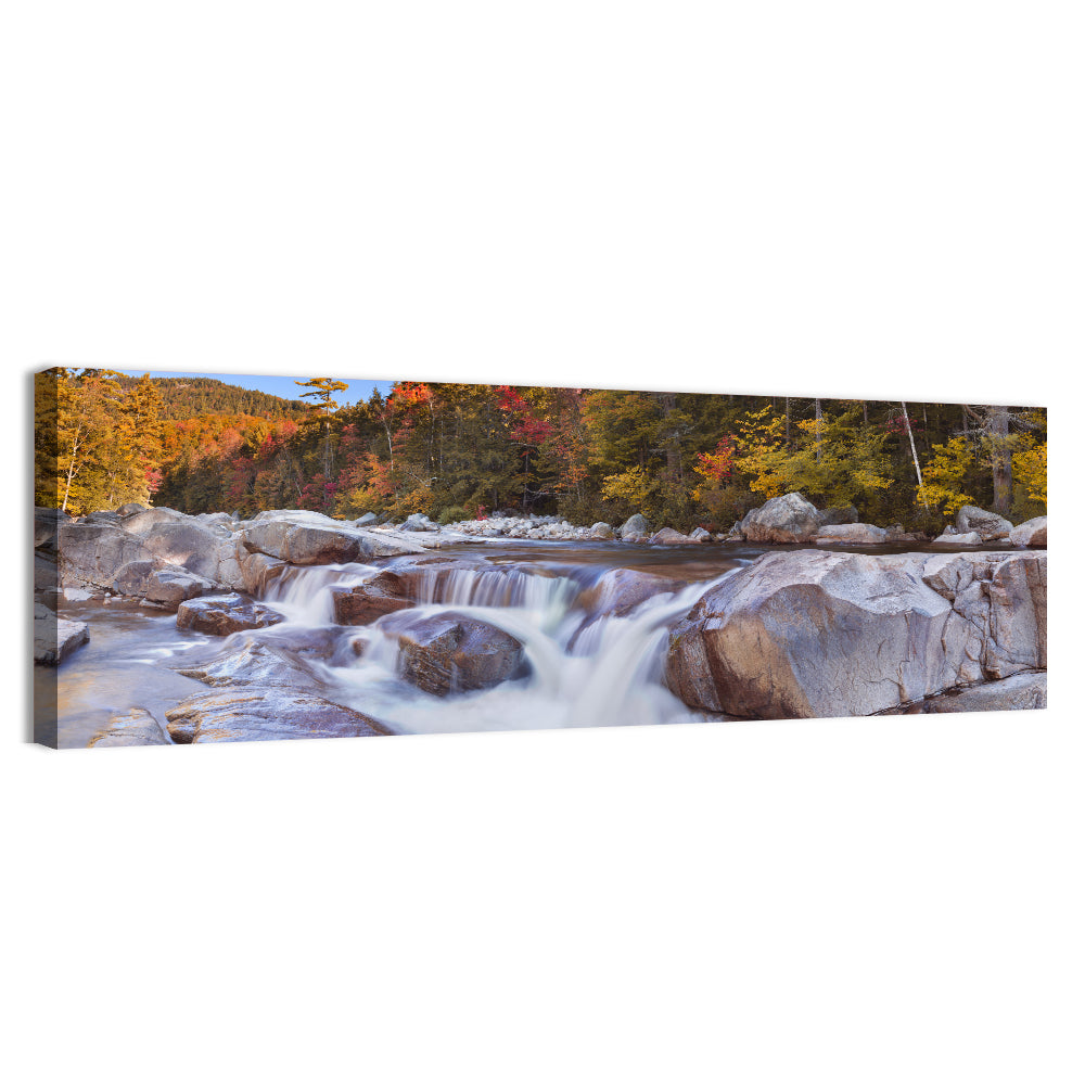 White Mountain Autumn River Wall Art, canvas print, panoramic