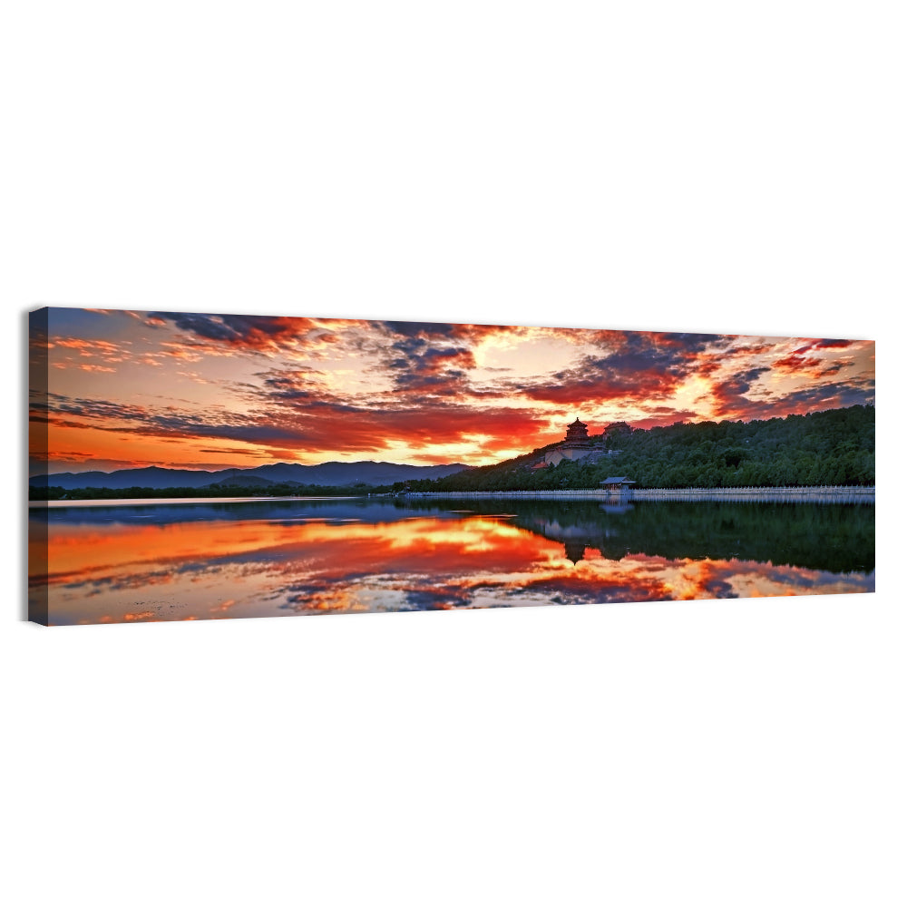 Kunming Lake Sunset, Summer Palace Wall Art, canvas print, panoramic